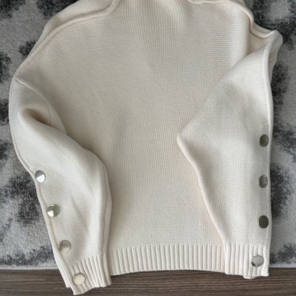 ba&sh Astana Button Sleeve Waffle Weave Cotton Wool Sweater - Picture 8 of 11